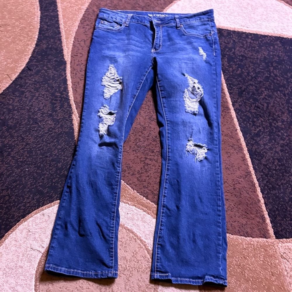 Bluenotes Distressed Flare Jeans in Blue